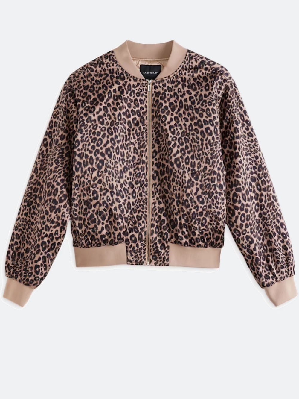 Sanctuary Monroe Sateen Bomber / Leopard Print Jacket in Taupe and Black
